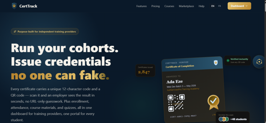 CertTrack preview